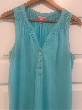 Lilly Pulitzer Turquoise Sleeveless Henley Tank